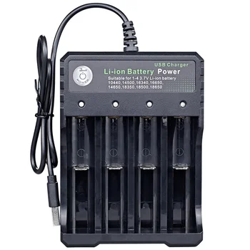 Caricabatterie USB a 2/4 Slot per Batterie 18650, 3.7V Ricaricabili al Litio, 110V/220V, Compatibile con 14500 16340 16650 14650 18350 18500