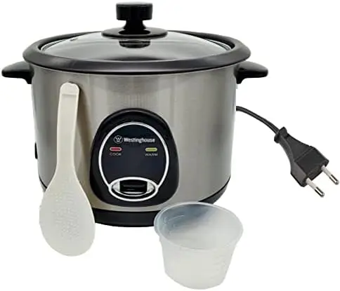 

Volt Rice Cooker 10 Cup, Non Stick Cooking Pot, Measuring Cup, Keep Warm Function-Stainless Steel-700W (NOT FOR USE IN USA)