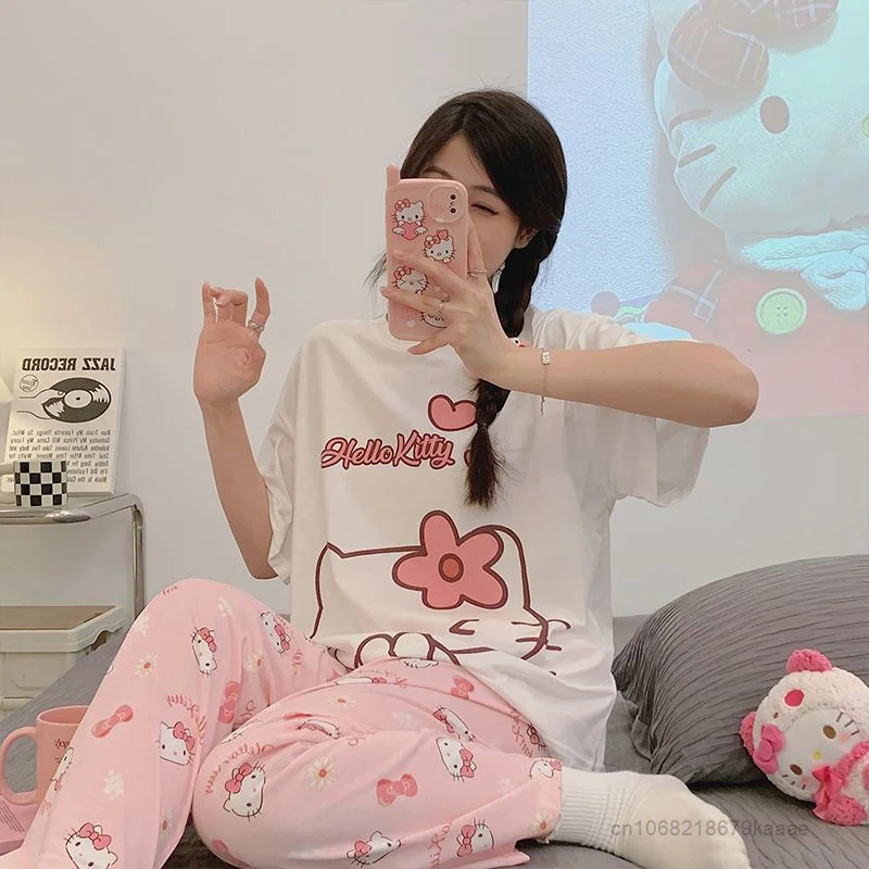 Sanurgente Hello Kitty-Pyjama à manches courtes pour femmes