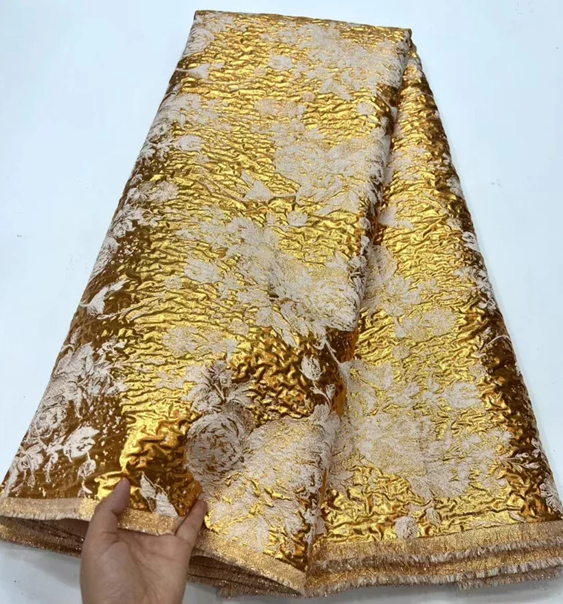 Salouva Brocade Lace Fabric With Embroidery African Brocade Jacquard Lace Fabrics For Wedding Dress Nigerian Tulle lace fabric