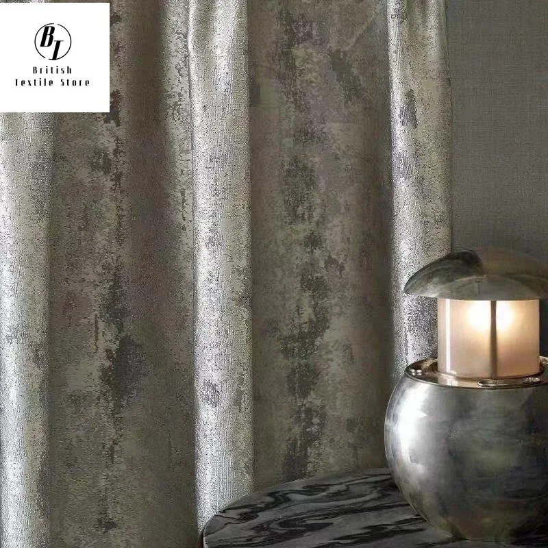 Fashion Luxury Jacquard Silver Curtains for Living Room Bedroom Windows High Density Modern Minimalist Blackout Customize Decor