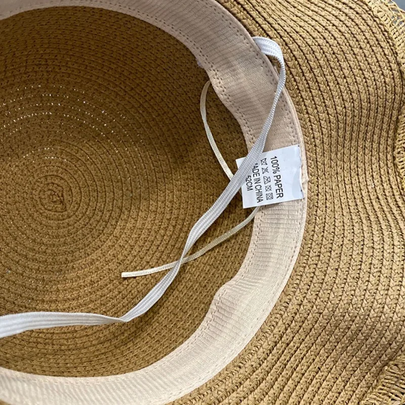 Girls Straw Sun Hat 2-7Y - Summer Beach Fisherman Cap