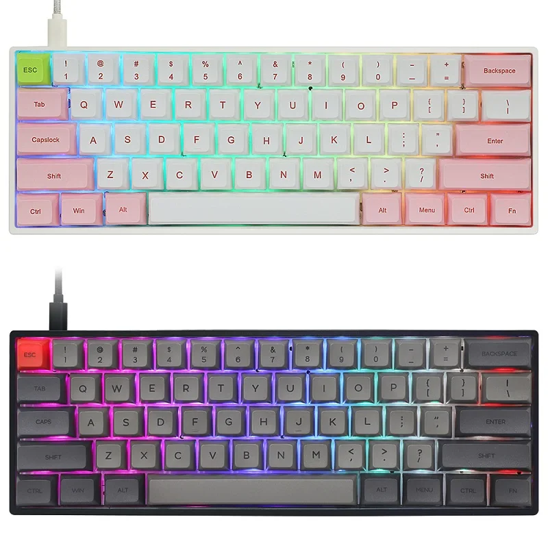 Personalizado Teclado Mecânico Rgb Interruptor Leds Tomada de Troca Quente Poderoso tipo Software c Pcb Dividir Barra de Espaço Gk61 Gk61x 60 - Imagem 5