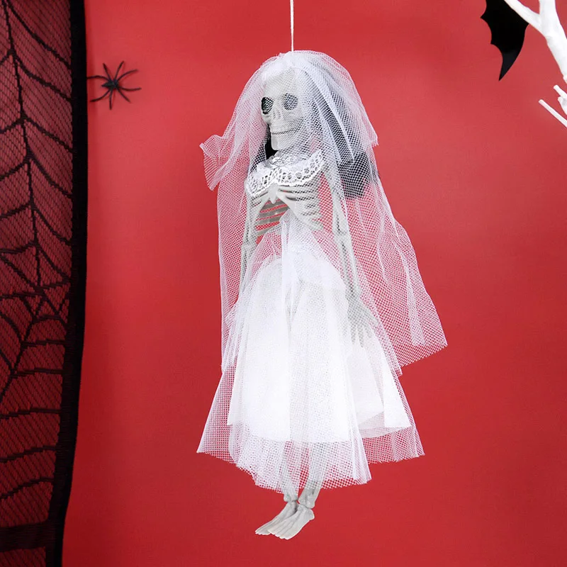 Halloween Skelett Braut und Bräutigam Paar Ornament Schädel Knochen hängen Dekoration für zu Hause Spukhaus Horror Requisiten Bar Dekor – Detail 5