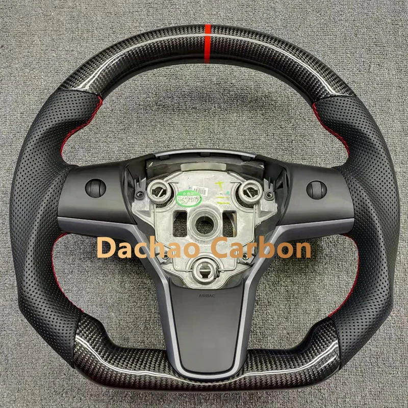 Alcantara Real Carbon Fiber Steering Wheel for Tesla Model 3 Model Y 2016 2017 2018 2019 2020 2021 2022 Customized