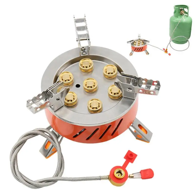

Portable Camping Stove Camping Fire Stove 17800W Portable Camp Burner Stove With 7 Pure Copper Flame Nozzles For Hiking Picnic