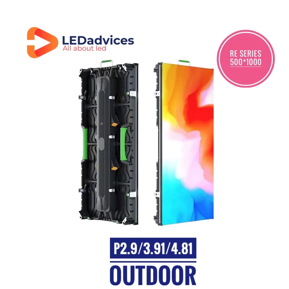 LEDadvices RE Series P2.9 P3.91 P4.81 500*1000 Outdoor LED Screen Video Wall Digital Display 3840Hz Rental Fixed Installation ledadvices u max p2 60 indoor led screen led video wall display for rental big screen cabinet 500x500mm 3840hz kinglight led