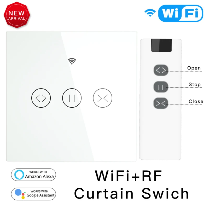 

Moes WiFi RF433 Smart Touch Roller Blinds Motor Switch Tuya Smart Life App Remote Control Works with Alexa Home