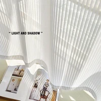 Sunset Blinds Style White Sheer Curtains For Living Room Vertical Stripes Grille Tulle Curtain Home Decor Custom Size 2