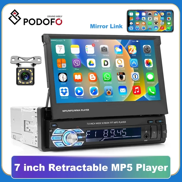 Podofo 1 DIN Car Stereo 12V Bluetooth FM Radio In-Dash Single Din