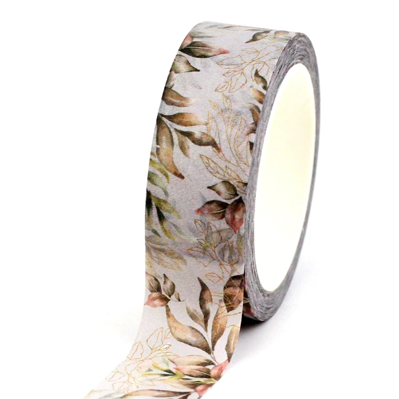 

2023 NEW 1X 10M Decor Brown Leaves on Neutral Background Washi Tape for Planner Adhesive Masking Tape Kawaii Papeleria