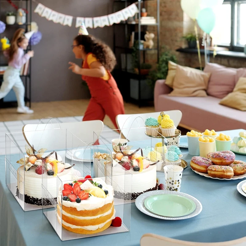 2/5PCS Clear Cake Packaging Box with Handle, Transparent Plastic Dessert Container, Cup... - SKU CCPB1902 - UGI Packaging