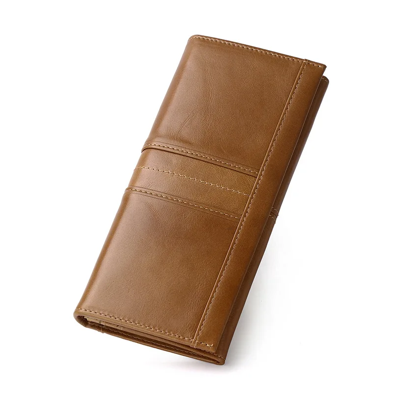 100% Genuine Leather Wallet RFID Anti-theft Money Purse Cowhide Men's Long Leather Retro Ladies Money Clip 4