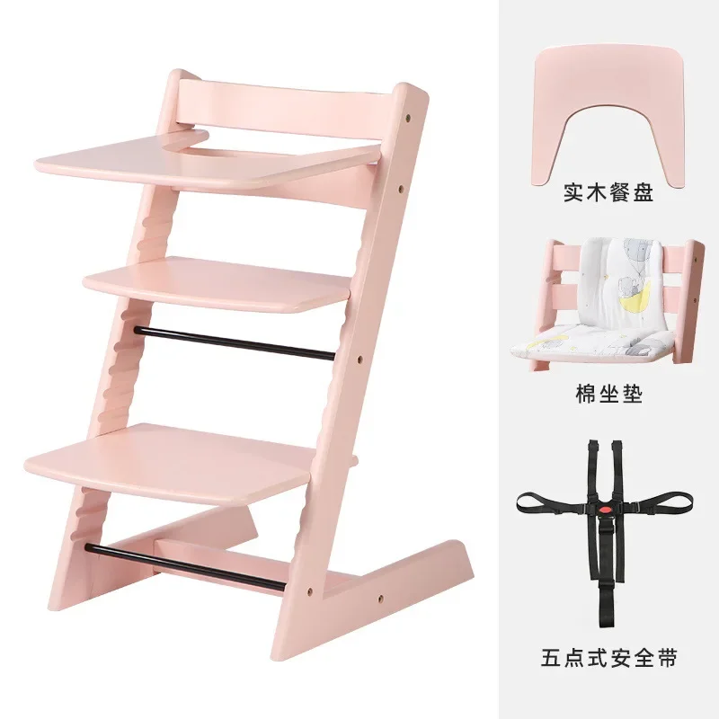 Children's Dining Chair Solid Wood Baby Growth Chair Wood Multifunctional Beech Home Adjustable Learning Table