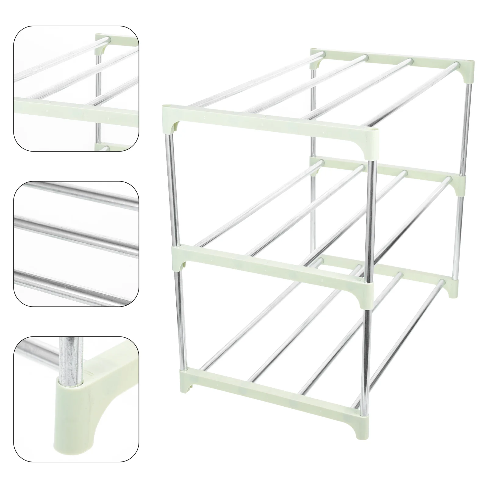 Shoe Rack 3-layer Shelf Storage Organizer Shoebox Household Shoes Stainless Steel Entryway shoe rack