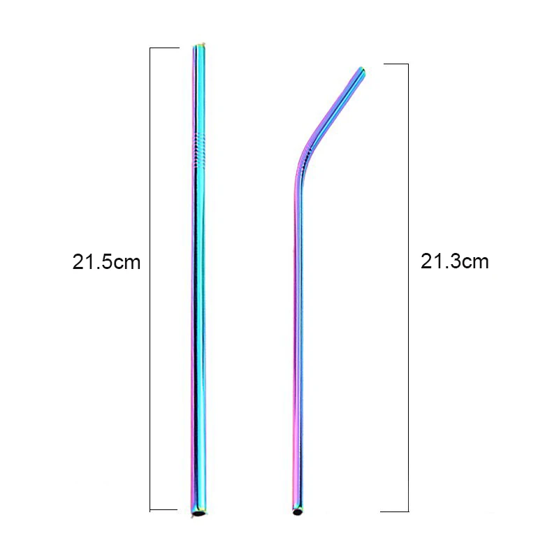 Vibrant Stainless Steel Reusable Drinking Straws with Cleaning Brush - Eco-Friendly Party & Bar Accessories