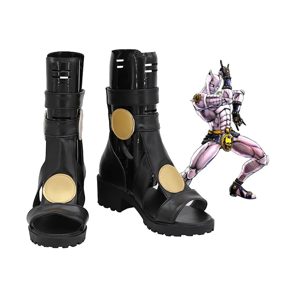 

JoJo's Bizarre Adventure Killer Queen Cosplay Boots Kira Yoshikage Black Sandals Custom Made Any Size