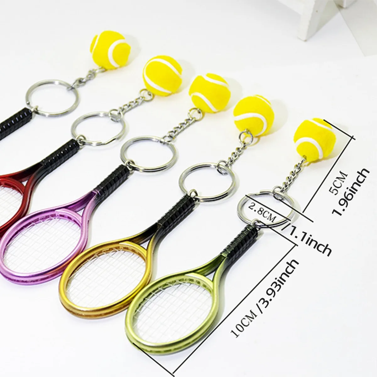 Mini Tennis Racket Pendant Keychain - Sporty Accessory & Gift