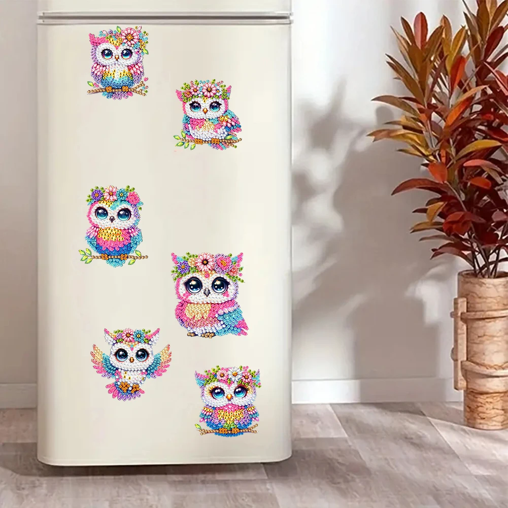 6Pcs Diamond Painting Refrigerator Magnets Fridge Magnets Diamond Art DIY Diamond Art Refrigerator Magnets DIY Art Crafts