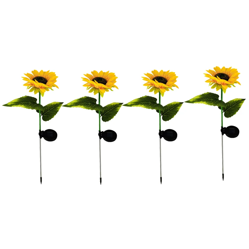

AT35 4 упаковки Подсолнечника Солнечные огни наружные, искусственные Ландшафтные дороги для двора тротуара террасы газона заднего двора Декор