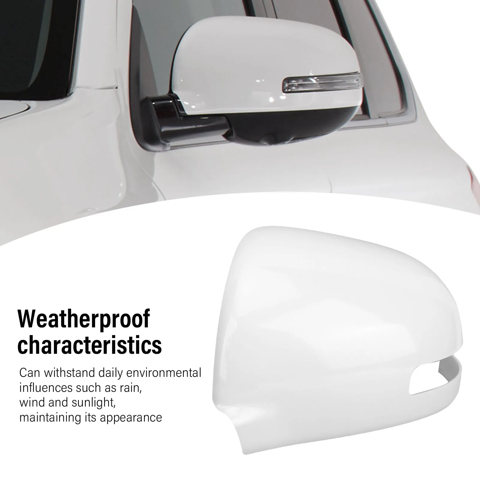 White Door Rearview Mirror Cover  Weatherproof Side Mirror Cover Sturdy ABS Replacement for Outlander 2013-2019 for Vehicle