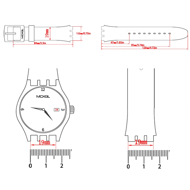 Silicone Watch Band for Women and Kids - Soft, Waterproof Replacement Strap with Tool