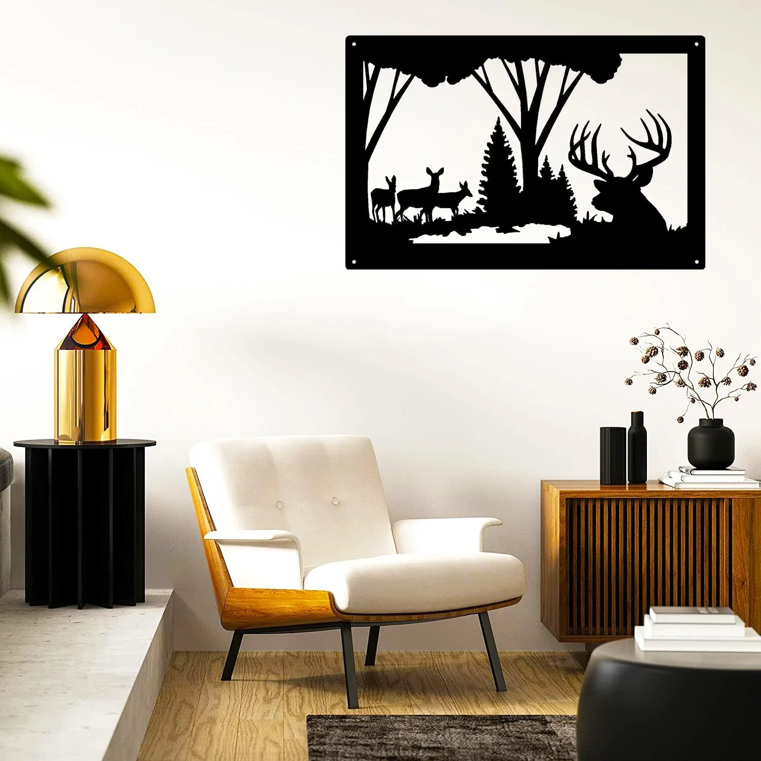 

Wildlife Deer Metal Wall Art Country Farm Decorative Living Room and Family Plaque Interior and Outdoor Decoration Accessories