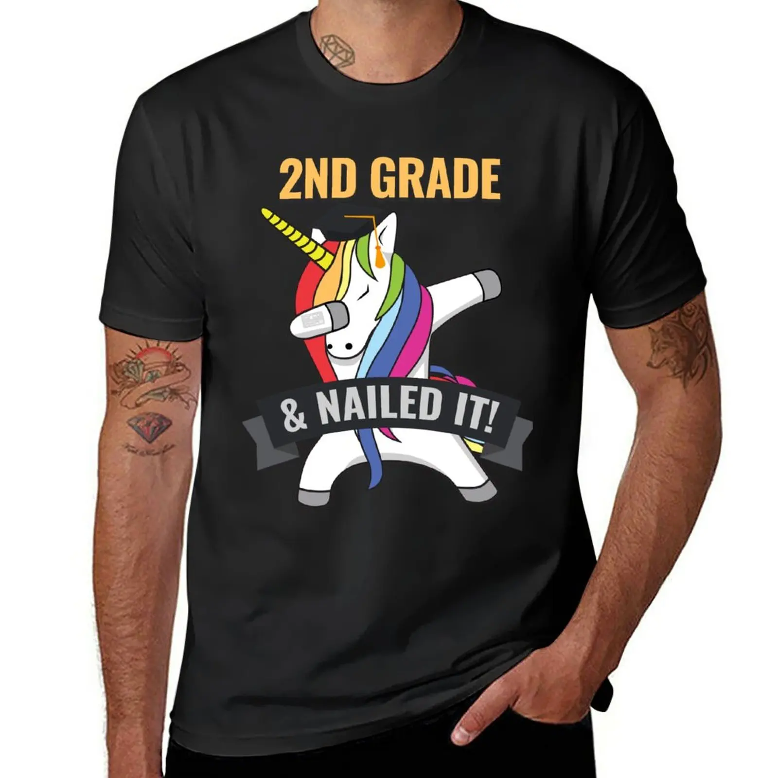 

New 2ND GRADE Nailed It Unicorn Dabbing Graduation T-Shirt black t shirt anime clothes anime mens graphic t-shirts funny