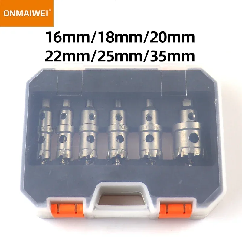 

6PCS 16-35mm TCT Hole Saw Cutter Alloy Hole Plate Metalworking Drilling Saw Set Carbide Tip for Stainless Steel Iron Crown set