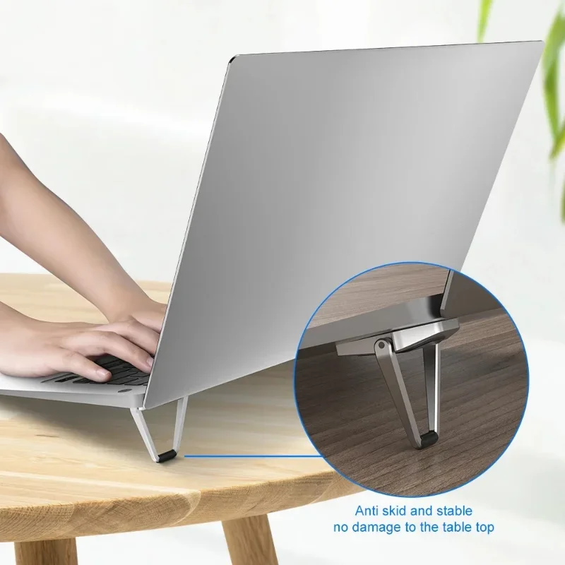 금속 접이식 노트북 스탠드 Macbook Pro Air 용 미끄럼 방지 기본 브래킷 지원 Lenovo Thinkpad PC 노트북 미니 냉각 홀더 피트