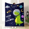 cartoon Dinosaur Space pattern soft Flannel Blanket for Bed Bedroom Sofa Picnic,Warm Throw Blanket for Cover Outdoor Leisure Nap 5