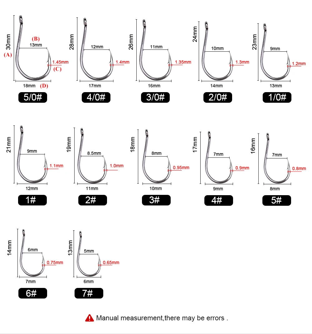 FTK 50–100 Stück CHINU-Angelhaken aus Hartstahl mit Ring 5/0 # -7 # Süßwasserkarpfen Angelhaken Wels mit Widerhaken Anzol Peche Tackle – Detail 7