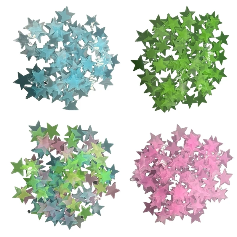 Pack of 100 Glowing 3D Star Sticker for Bedroom Ceiling and Wall Decoration 3cm Diameter Glow In Dark Wall Decal Y5GB luminous wall stickers fluorescent stickers 3d wall stickers