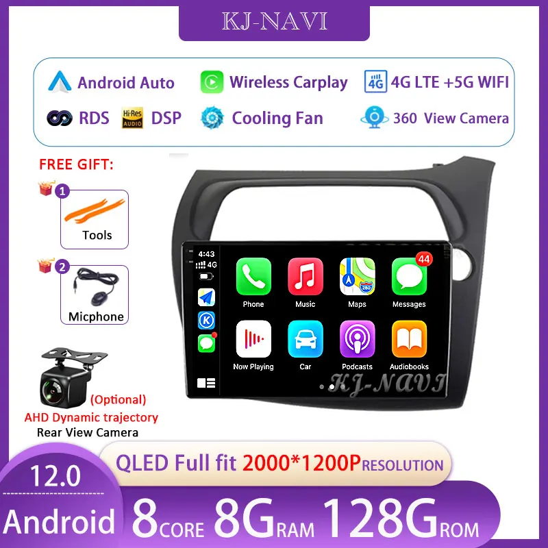 

RHD QLED Screen For Honda Civic Hatchback 2006 - 2011 Android 12 Car Radio Stereo Multimedia Video Player Navigation GPS