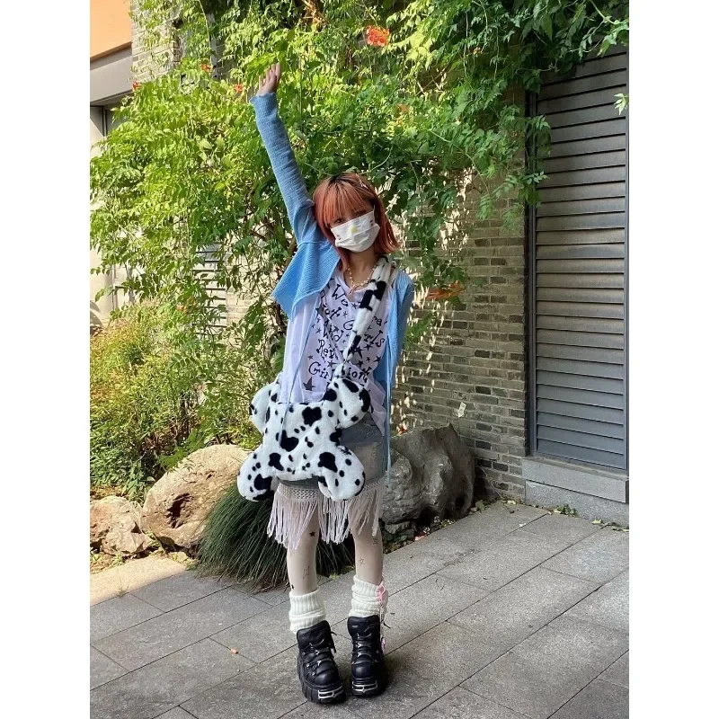 New Plush Bone Bag Unique Design Shoulder Bags Fashion Purses Handbags Casual Simple Soft Sweet Girls Cute Tote Bags for Women