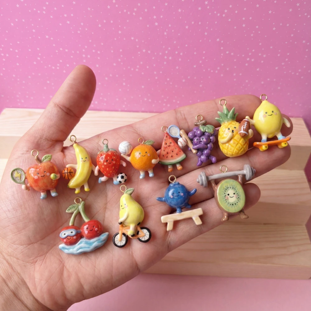 Neue Niedliche Frische Frucht-Serie Traube Orange Blaubeere DIY Anhänger Charms Schmuckherstellung