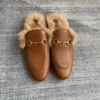 Top grade cowhide material round toe flat bottom half slippers, wool outdoor anti slip casual shoes,metal buckle fashion sandals 5