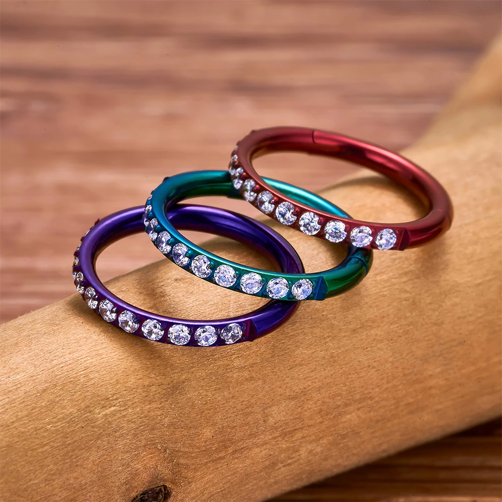 10Pcs F136 Titanium Nose Rings 16G Hinged Diaphragm Clicker Segments Tragus Cartilage Helix Daith Lip Nasal Piercing Jewelry