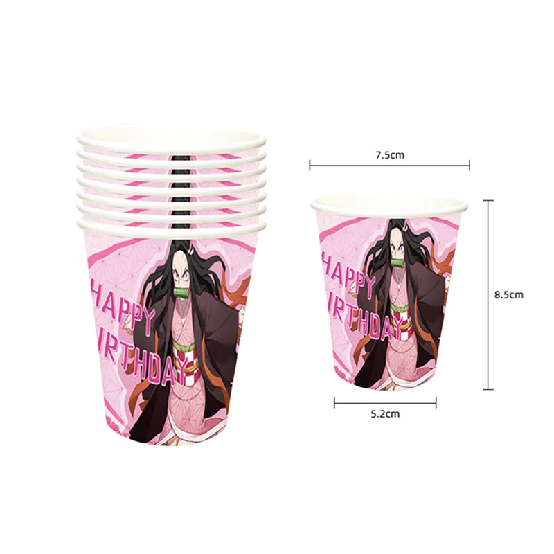 Demon Slayer Theme Party Supplies Paper Cup Plate Tissue Spoon Balloon Baby Shower Girl Birthday Favors