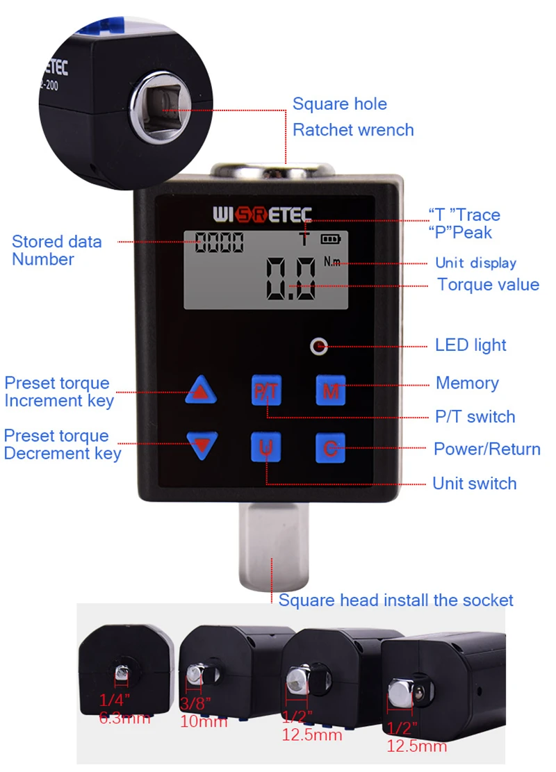 Digital Torque Meter Adjustable Professional Electronic Wrench