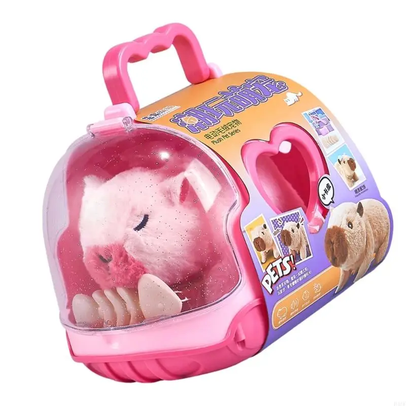 Electric Pet Plush Capybara Dolls Toy with Sound Soft Plush Toy for Children Pet Raise Animal for Preschool Kids