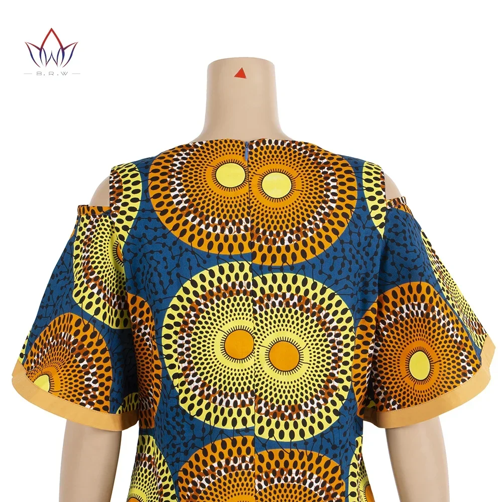 African Dresses for Women African Cotton Wax Print Dresses Dashiki Women Short Sleeve O-neck Office Pencil Dress African Dress