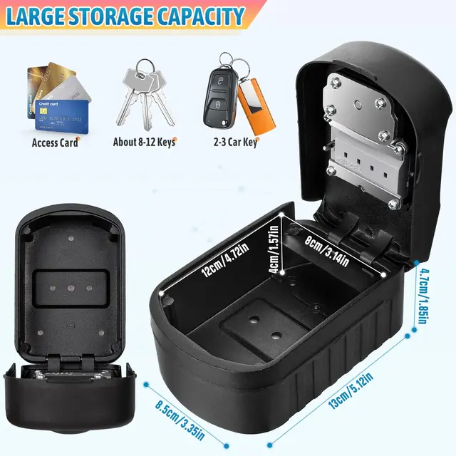 Lock Box for Keys with Code Outdoor Wall Mount Sturdy Waterproof 4-Digit Combination Keypad Key Safe Lockbox for House Realtors 5
