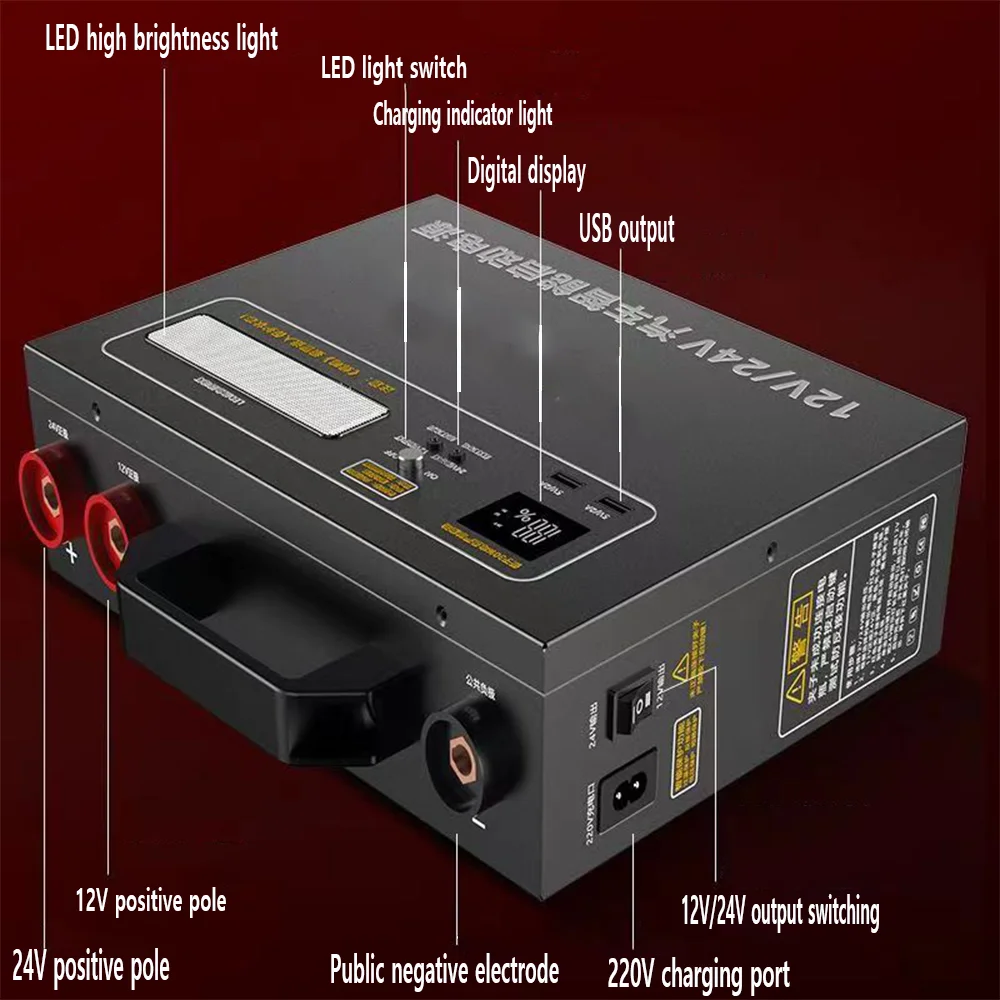 12/24 V Large Capacity Car Battery Charger 56800000mAh Boost Start Device Charging Bank USB Interface can be connected to electr
