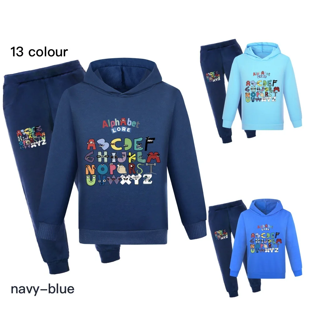 

Alphabet Lore Children's Boys Hoodies Sweatshirt + Pants 2Pcs/Set Fashion Girls Kids Puzzle Game Spring Autumn Tracksuits