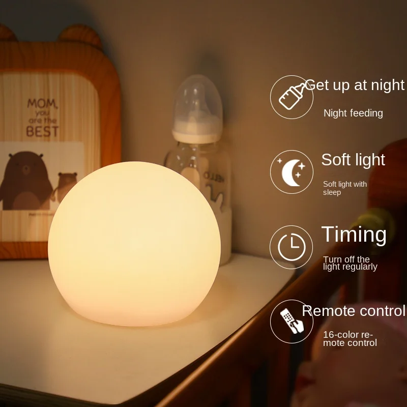 

Creative Led Ball Table Lamp Timing Dimming Brightness Adjustment Bedroom Bedside Lamp With Sleep Lamp