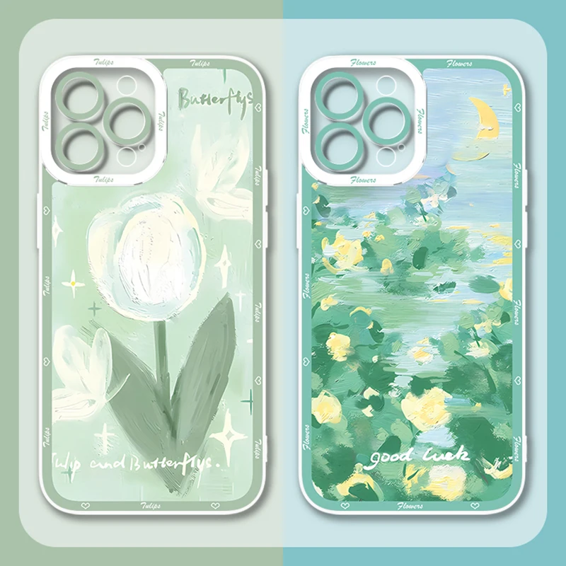 Cartoon Tulip Rose Case Per Xiaomi Redmi 12 4G 12C 11A 10 10C 10X 9 9A 9C 9T 8 8A 7A K20 K30 Pro K50 Gaming K60 Ultra Clear Capa