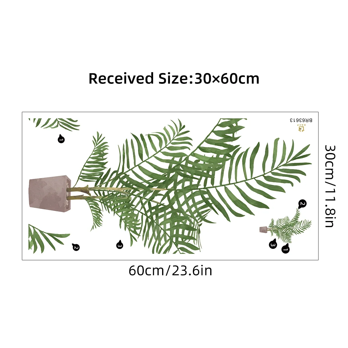 Wall Stickers Realistic Watercolor Green Plant Potted For Living Room Children Room Bathroom Home Decoration