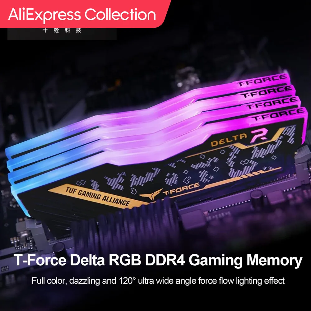   AliExpress 컬렉션 TEAMGROUP T-Force Delta RGB DDR4 16GB 8GB 3200MHz 3600MHz 데스크톱 메모리 모듈 램 