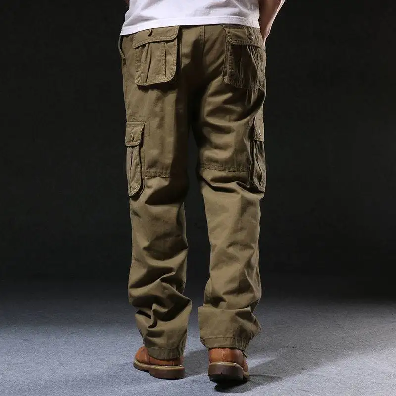Description Picture 3 of itemMen's Casual Cotton Cargo Pants Multi-Pocket Wear-Resistant Baggy Work Overalls Straight Military Army Slacks Long Trousers